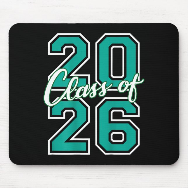 Cl Of 2026 Graduation Varsity Teal And White On Th Mouse Mat (Front)