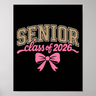 Cl Of 2026 Pink Coquette Bow Senior Graduation  Poster