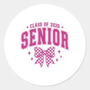 Cl Of 2026 Senior 2026 Pink Coquette Bow Graduatio Classic Round Sticker