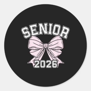 Cl Of 2026 Senior Coquette Bow Aesthetic  Classic Round Sticker