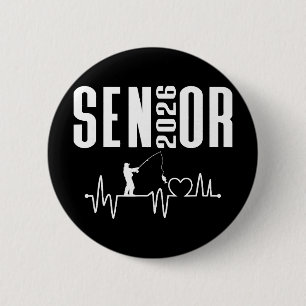 Cl Of 2026 Senior Fishing Themed Fish Heartbeat Gr 6 Cm Round Badge