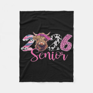 Cl Of 2026 Senior Graduation Leopard Print Cow Fleece Blanket