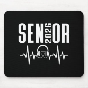 Cl Of 2026 Senior Music Headphones Themed Heartbea Mouse Mat