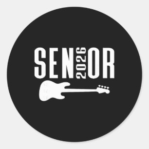 Cl Of 2026 Senior Music Themed B Guitar Player Gra Classic Round Sticker