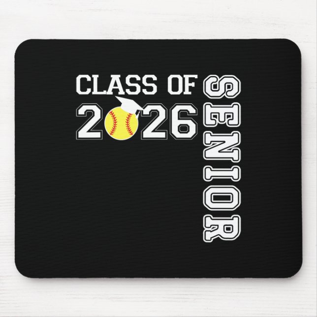 Cl Of 2026 Senior Softll Player Graduation  Mouse Mat (Front)