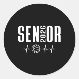 Cl Of 2026 Senior Volleyball Heartbeat Team Player Classic Round Sticker