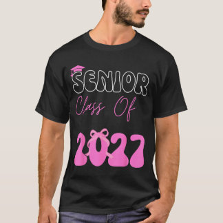 Cl Of 2027 Senior 2027 Coquette Pink Bow T-Shirt