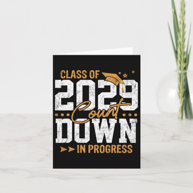 Cl Of 2029 Count Down Graduating Fun First Day 8th Card (Front)