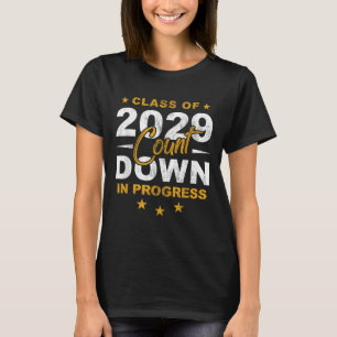 Cl Of 2029 Count Down Graduating Fun First Day 8th T-Shirt