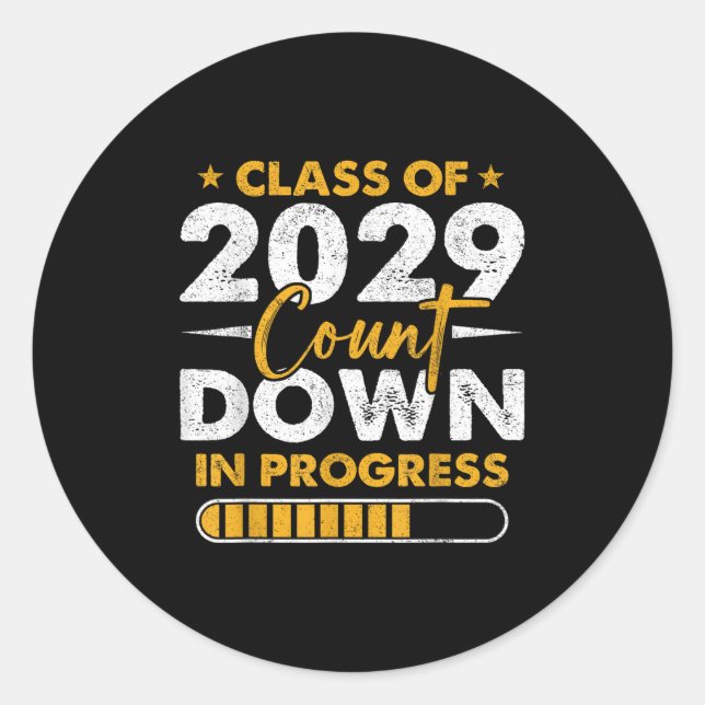 Cl Of 2029 Count Down In Progress Graduation 8th G Classic Round Sticker (Front)