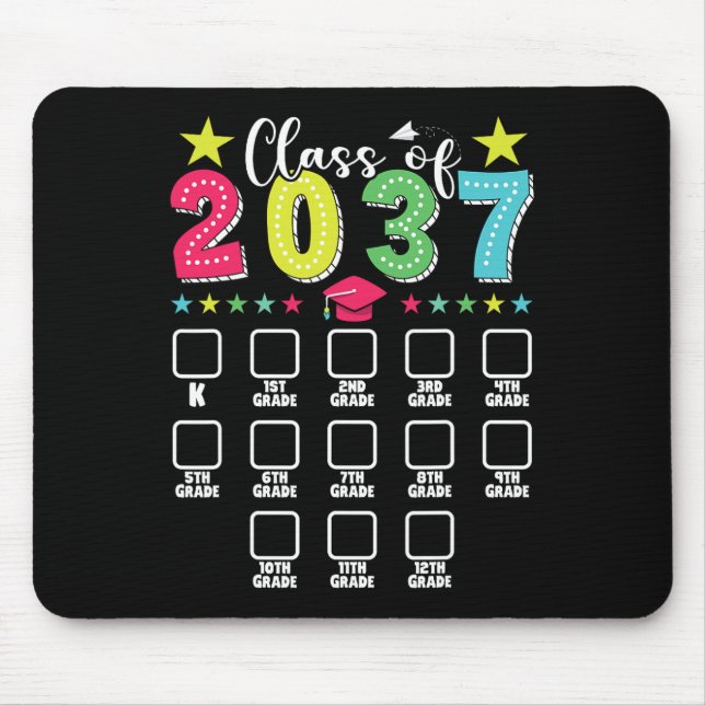 Cl Of 2037 Graduation Checklist Kindergarten 12th  Mouse Mat (Front)