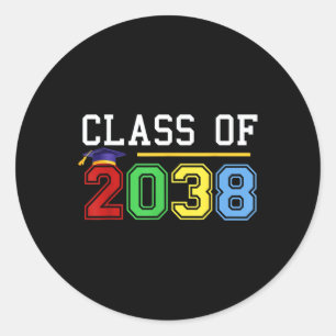 Cl Of 2038 Graduation Fun Academic Style  Classic Round Sticker