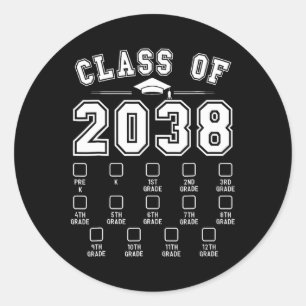 Cl Of 2038 Grow With Me Checklist Pre-k To 12th Gr Classic Round Sticker
