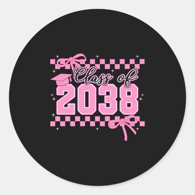 Cl Of 2038 Grow With Me Kindergarten Nk Coquette B Classic Round Sticker (Front)