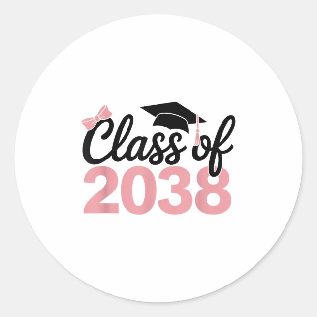 Cl Of 2038 Grow With Me Kindergarten Pink Coquette Classic Round Sticker (Front)