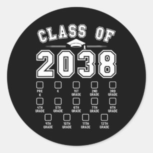 Cl Of 2038 Grow With Me Pre-k To 12th Grade Checkl Classic Round Sticker