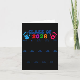 Cl Of 2038 Handprint Cute Back To School Pre-k Gra Card