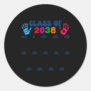 Cl Of 2038 Handprint Cute Back To School Pre-k Gra Classic Round Sticker