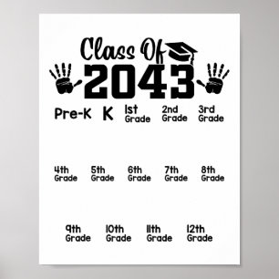 Cl Of 2043 Grow With Me Handprint Pre-k 12th Grade Poster