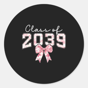 Cl Of 20&#  Grad Preppy Coquette Bow Girly Girl K Classic Round Sticker