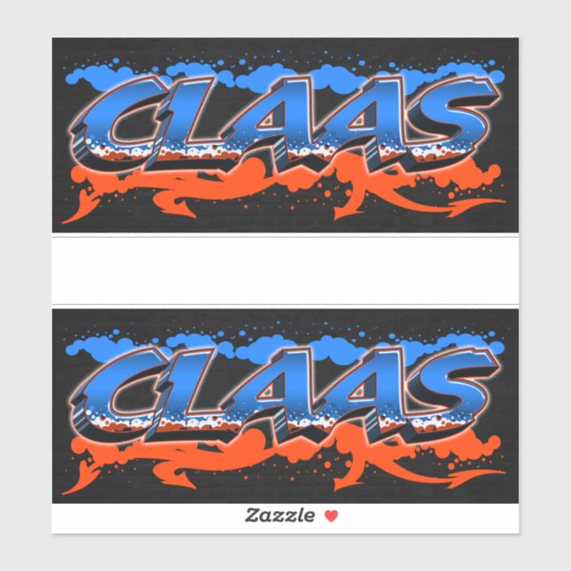 Claas First Name Graffiti Sticker (Sheet)