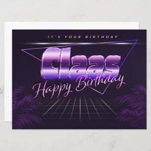 Claas name first name lila retro card birthday