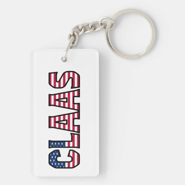 Claas name first name USA flag Key Ring (Back)