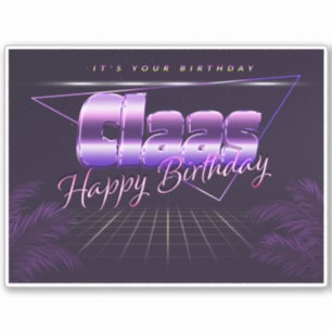 Claas Name Vorname lila retro Sticker Geburtstag