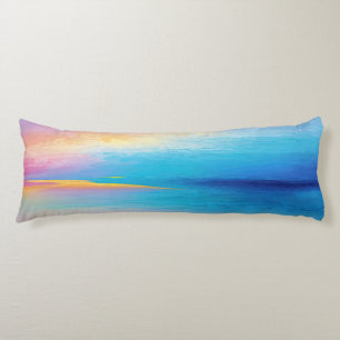 “Clachanray” Wide Pink and Blue Landscape Seascape Body Cushion