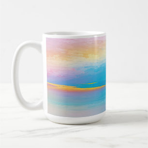“Clachanray” Wide Pink and Blue Landscape Seascape Coffee Mug