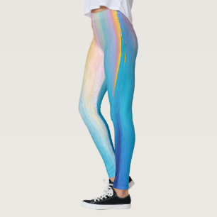 “Clachanray” Wide Pink and Blue Landscape Seascape Leggings