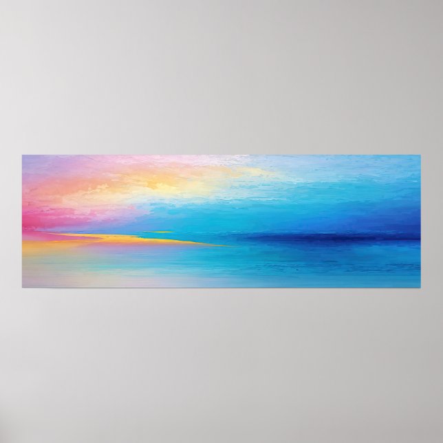 “Clachanray” Wide Pink and Blue Landscape Seascape Poster (Front)