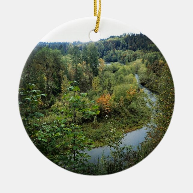 Clackamas River, OR Ceramic Tree Decoration (Front)