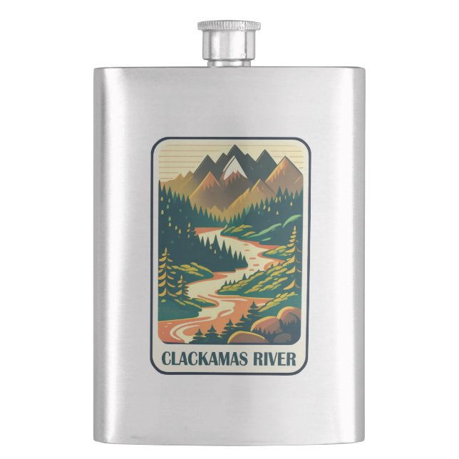 Clackamas River Oregon Colours Hip Flask (Front)
