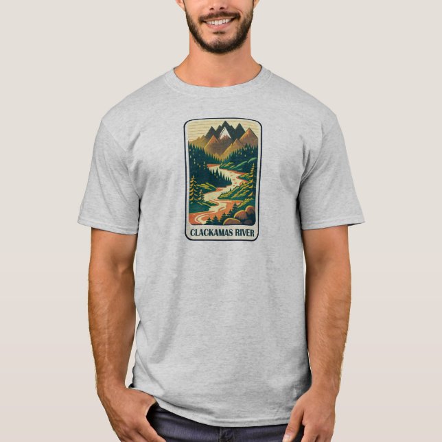 Clackamas River Oregon Colours T-Shirt (Front)