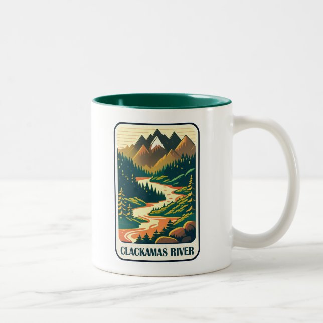 Clackamas River Oregon Colours Two-Tone Coffee Mug (Right)