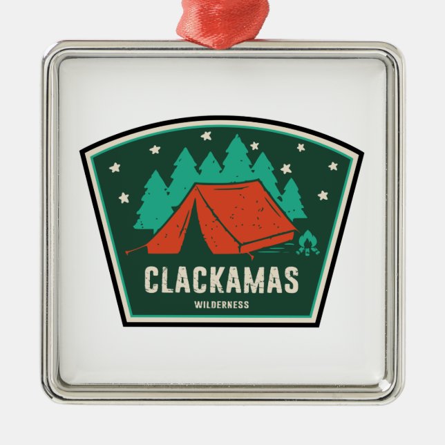 Clackamas Wilderness Oregon Camping Metal Tree Decoration (Front)