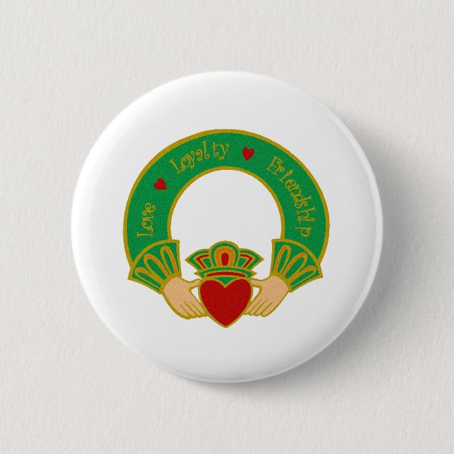 Claddagh 6 Cm Round Badge (Front)