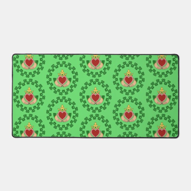 Claddagh and Green Knotwork Desk Mat