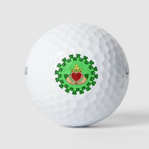Claddagh and Green Knotwork Golf Balls