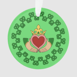 Claddagh and Green Knotwork Ornament