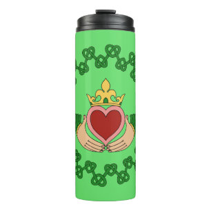 Claddagh and Green Knotwork Thermal Tumbler