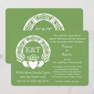 Claddagh Initials - Customise Background colour Invitation
