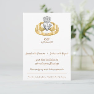 Claddagh Ring Wedding RSVP with Initials & Date