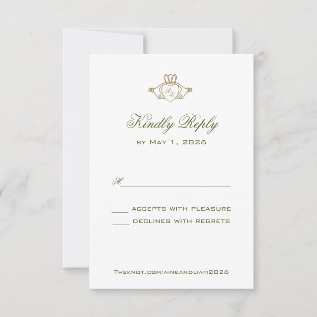 Claddagh Wedding Reply card (Front)