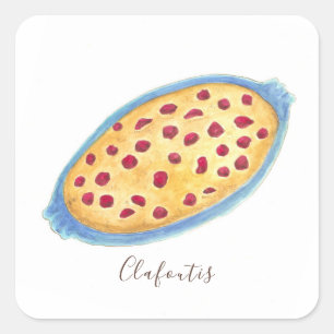Clafoutis watercolor square sticker