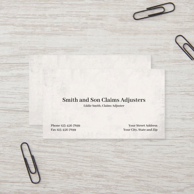 Claims Adjuster Business Card (Front/Back In Situ)