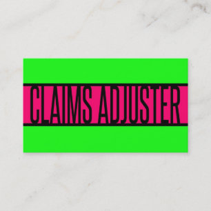 Claims Adjuster Neon Green and Hot Pink Business Card