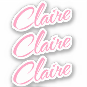 Claire Decorative Name in Pink x3 Sticker