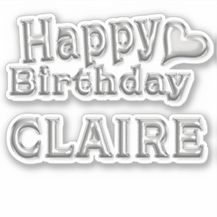 Claire Happy Birthday silver sticker